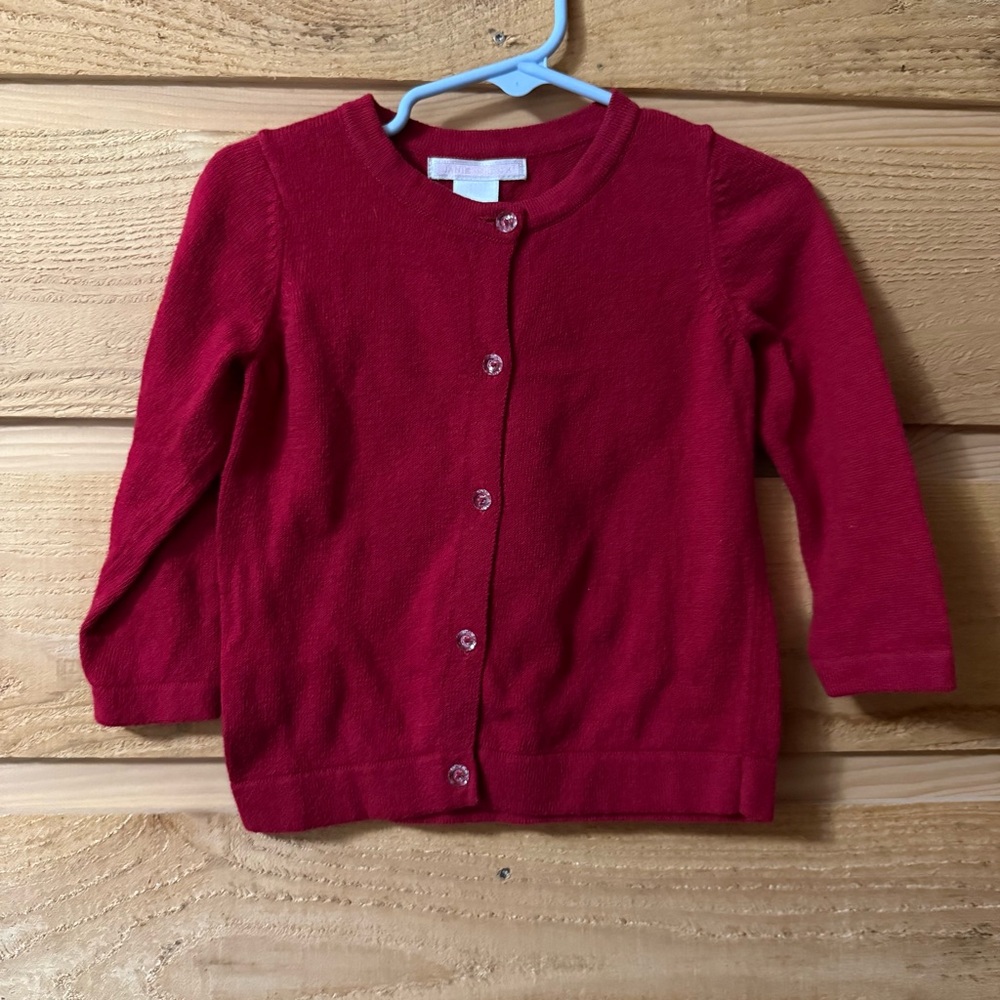 Janie and Jack Scarlet Sweater Cardigan with Gem Button 12-18 months
